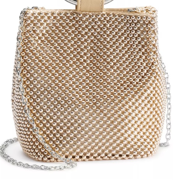 Jessica McClintock Rose Gold Gwen Ball Mesh Ring Clutch - Picture 2 of 15